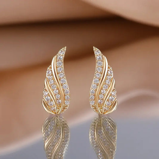 925 Silver Angel Wing Earrings - Zircon Studs Women