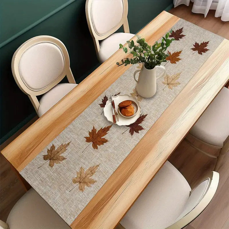 Autumn Maple Leaf Table Runner - Rustic Fall Thanksgiving Decor