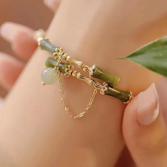 Beaded Bracelet Women's Tassel Charm Golden Floral Handmade