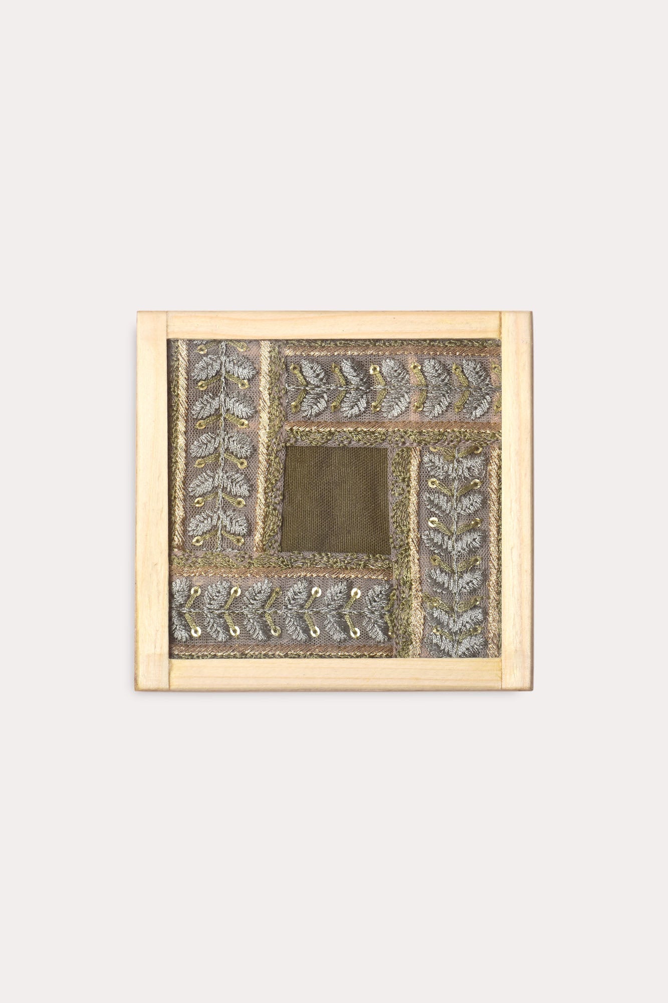 Dupion Silk Handwoven Embroidered Beverage Coaster - Set of 2