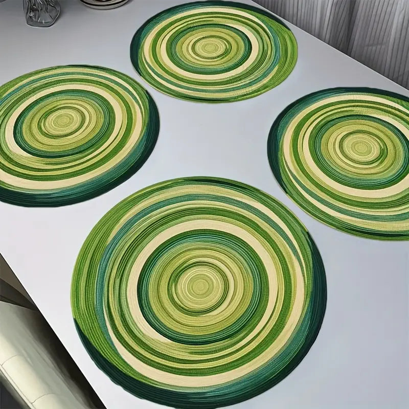 Round Placemats Set of 4 - Modern Spiral Design, Easy Clean