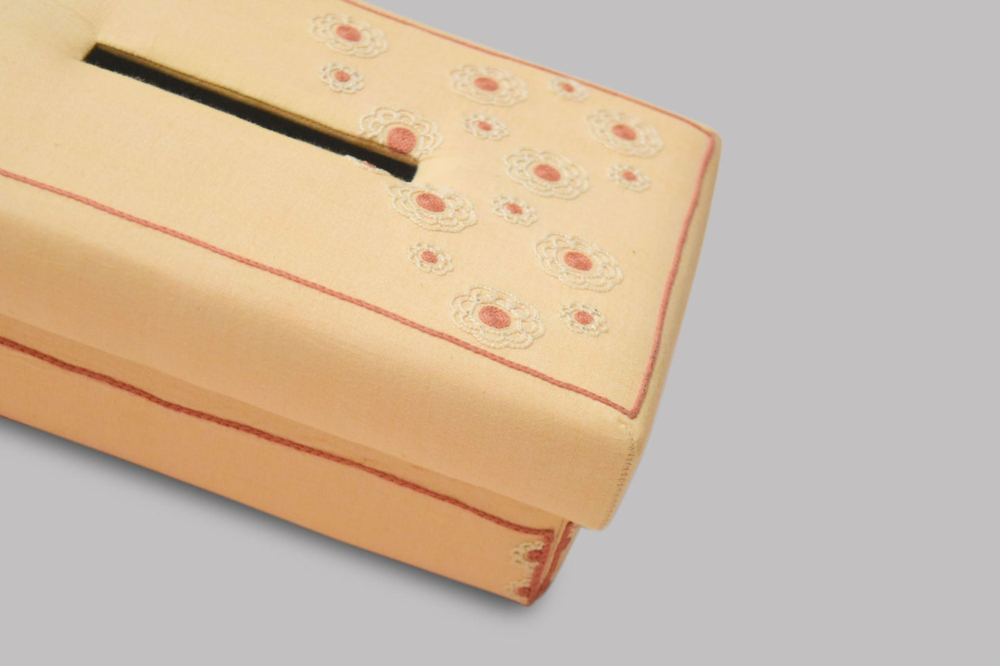 Hand Woven Cotton Tissue Box - Japanese Hand Embroidery