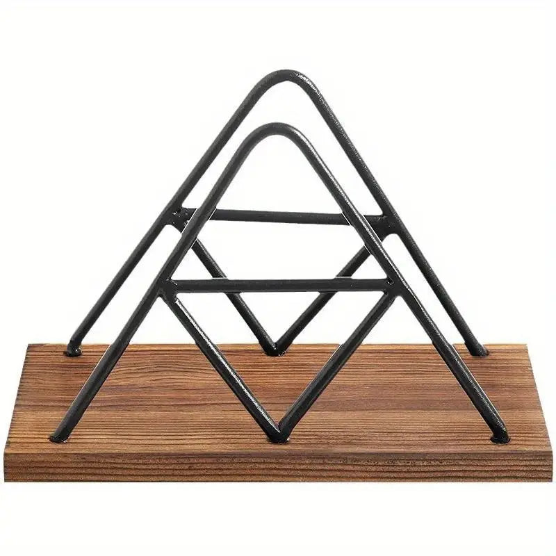 Geometric Napkin Holder - Modern Metal and Wood Table Decor