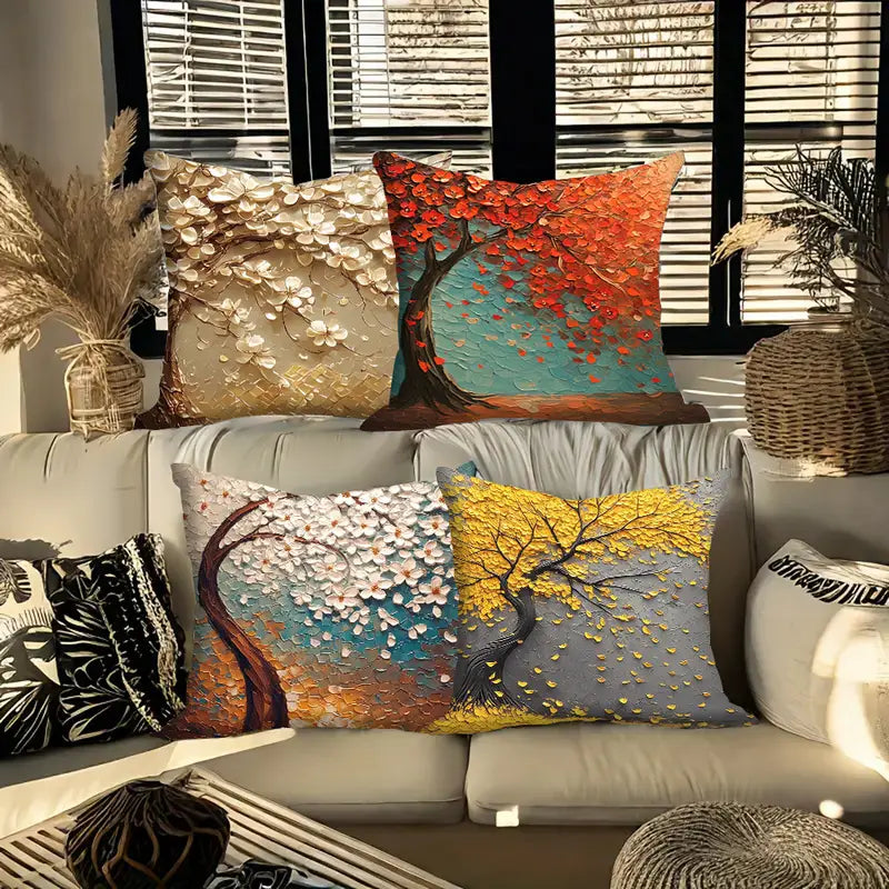 Summer Throw Pillow Covers 45x45cm - Soft Plush Decorative Cushion Cases