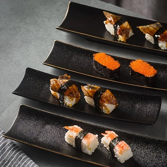 2PCS Japanese Sushi Platters – Rectangular Ceramic Plates for Sushi & BBQ
