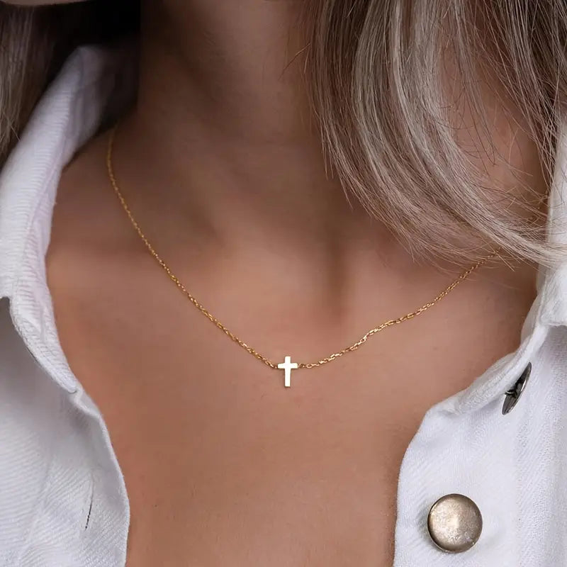 Golden Cross Pendant Necklace