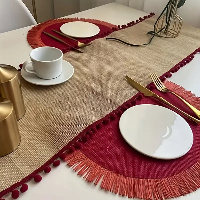 Rustic Linen Look Table Runner - Woven Jute Dining Decor