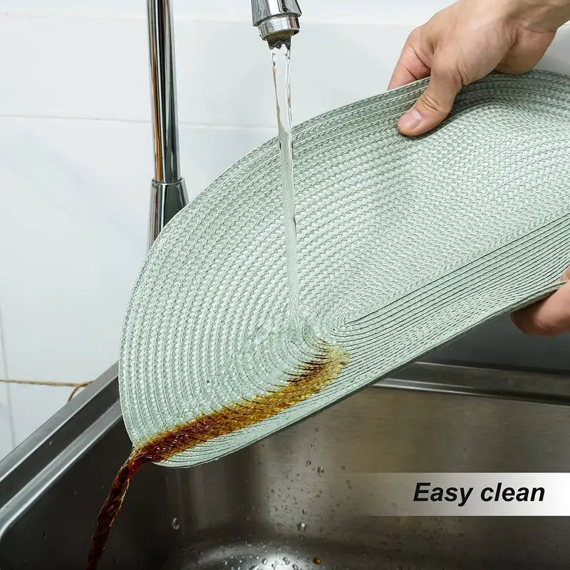 Oval Placemats 4-Pack - Heat Resistant Non-Woven Table Mats