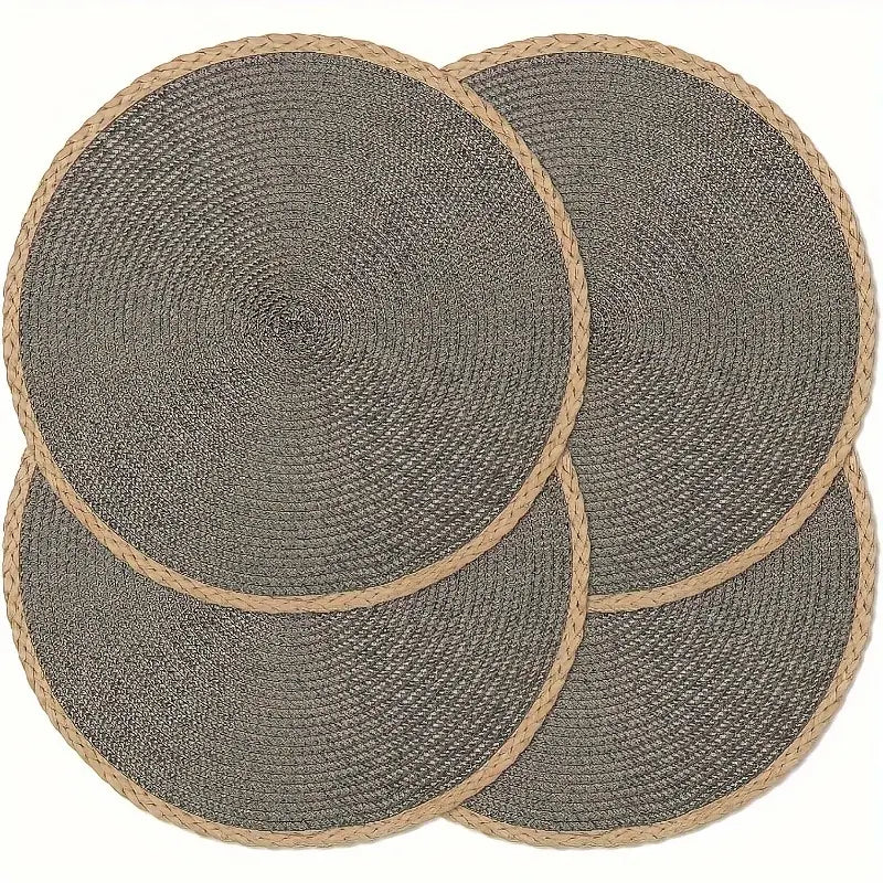 Round Braided Placemats - Washable, Heat Resistant, Non-Slip Dining Table Mats