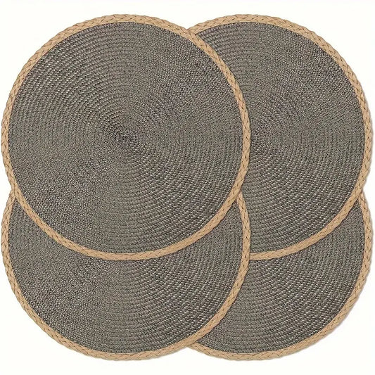 Round Braided Placemats - Washable, Heat Resistant, Non-Slip Dining Table Mats
