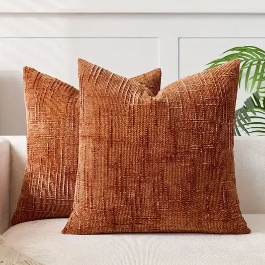 Reversible Chenille Throw Pillow Cover - Geometric, Washable, 20x20