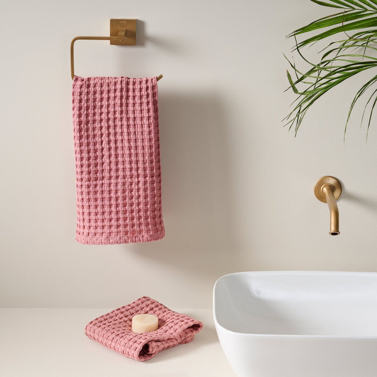 Cotton Waffle Towel - Hand, Chalk
