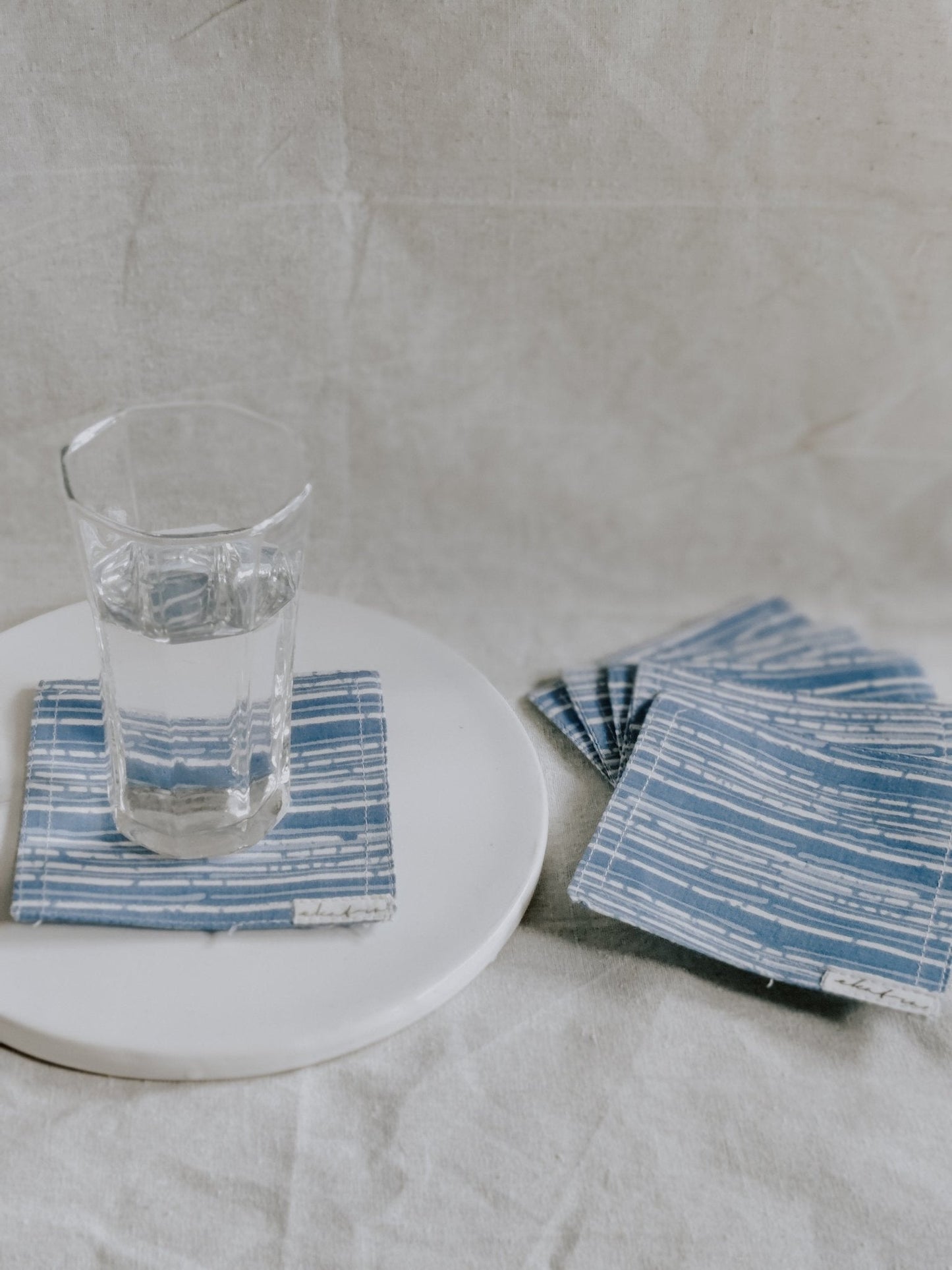 Hand-Stitched Cotton Coasters - Set of 6