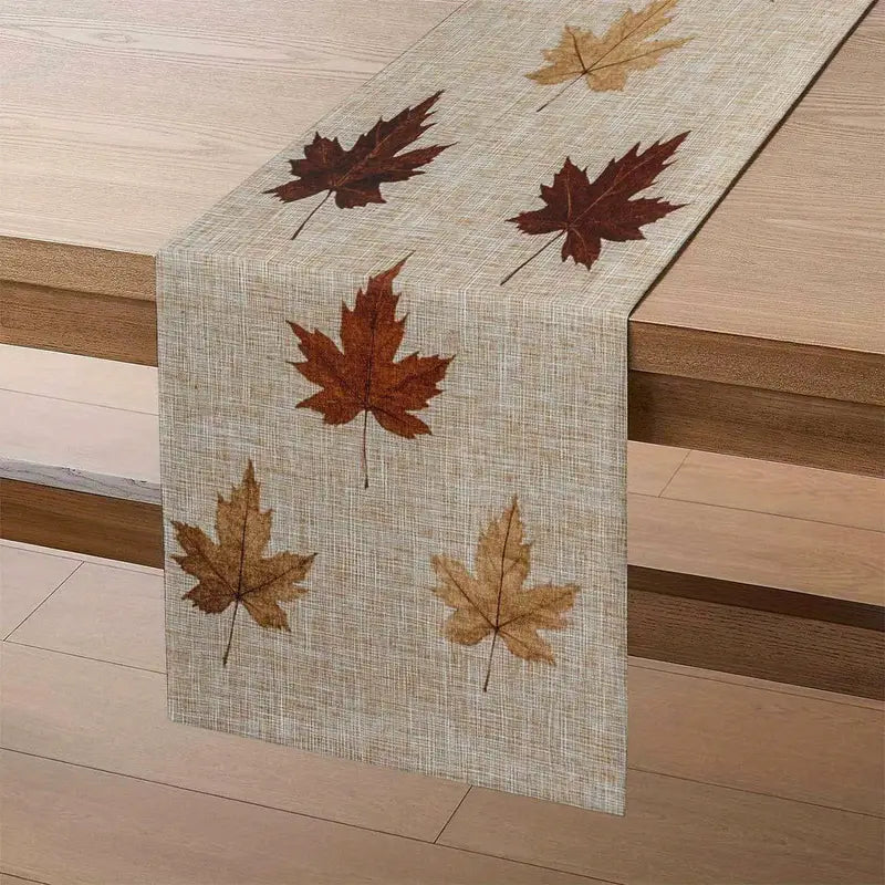 Autumn Maple Leaf Table Runner - Rustic Fall Thanksgiving Decor