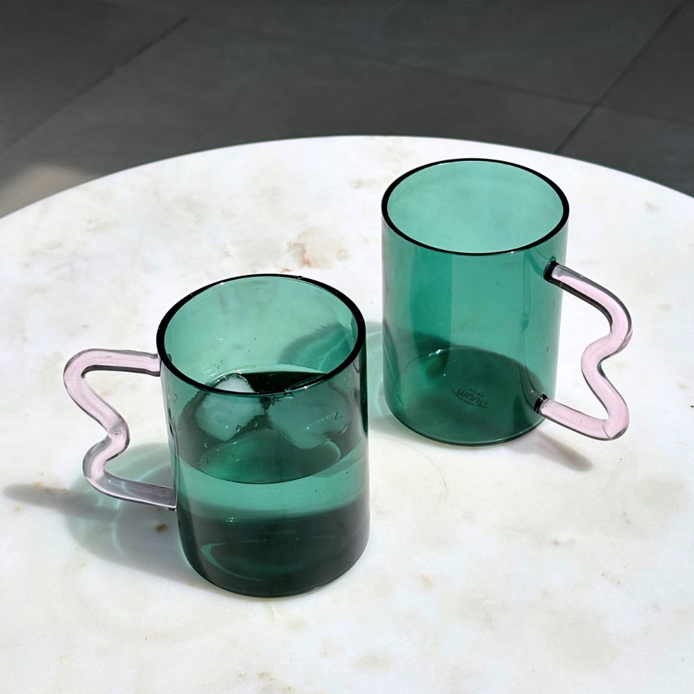 Borosilicate Glass Coffee Mug With Swirl Handle - 2 Colors