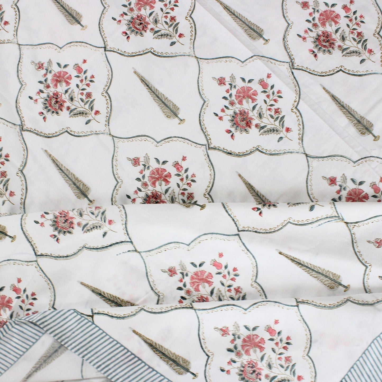 Bedsheet | Handblock-Printed Cotton Colours Of The Garden | Set of 3 Pcs
