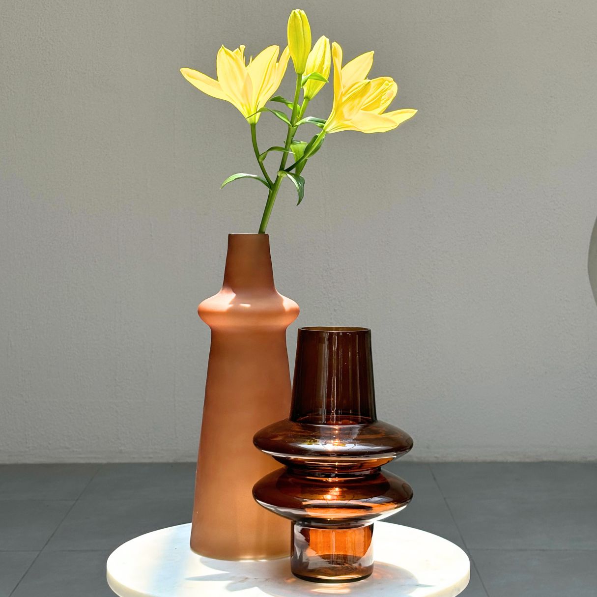 Frosted Glass Vase For Long Stems - 3 Colors
