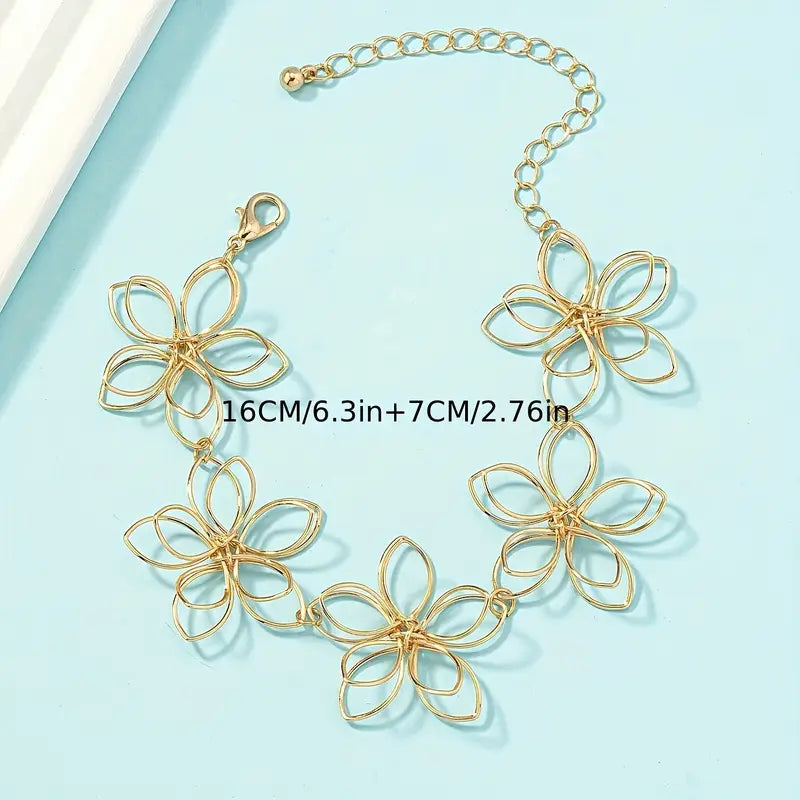 Boho Flower Bracelet - Hollow Chain Hand Jewelry