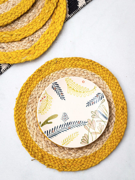 Round Braided Dining Placemats – Tabletop Accessories – Jute Fiber – 4-Piece Set