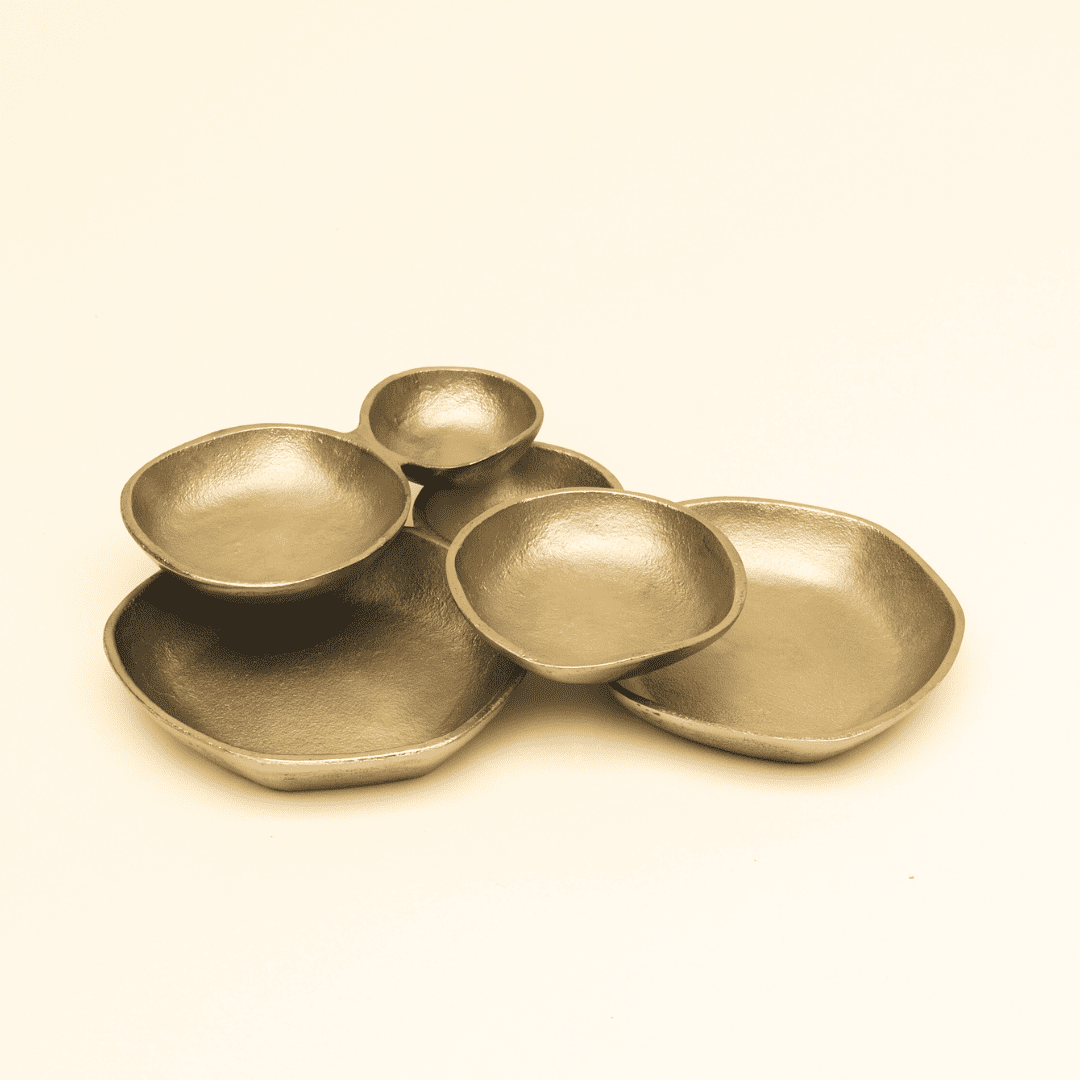 Textured Aluminium Serving Bowl - Gold Finish, Small & Large Sizes