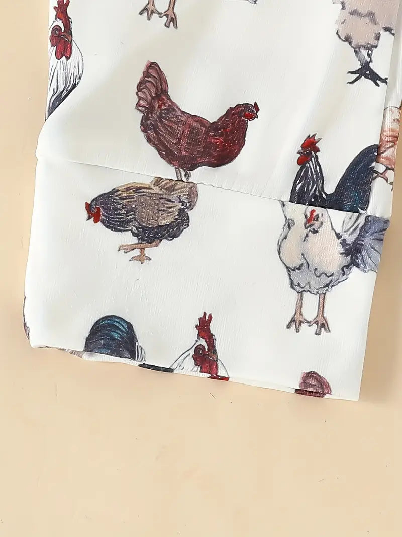 Cute Baby Boy Outfit | Hen Print Short Sleeve Onesie, Pants & Hat Set