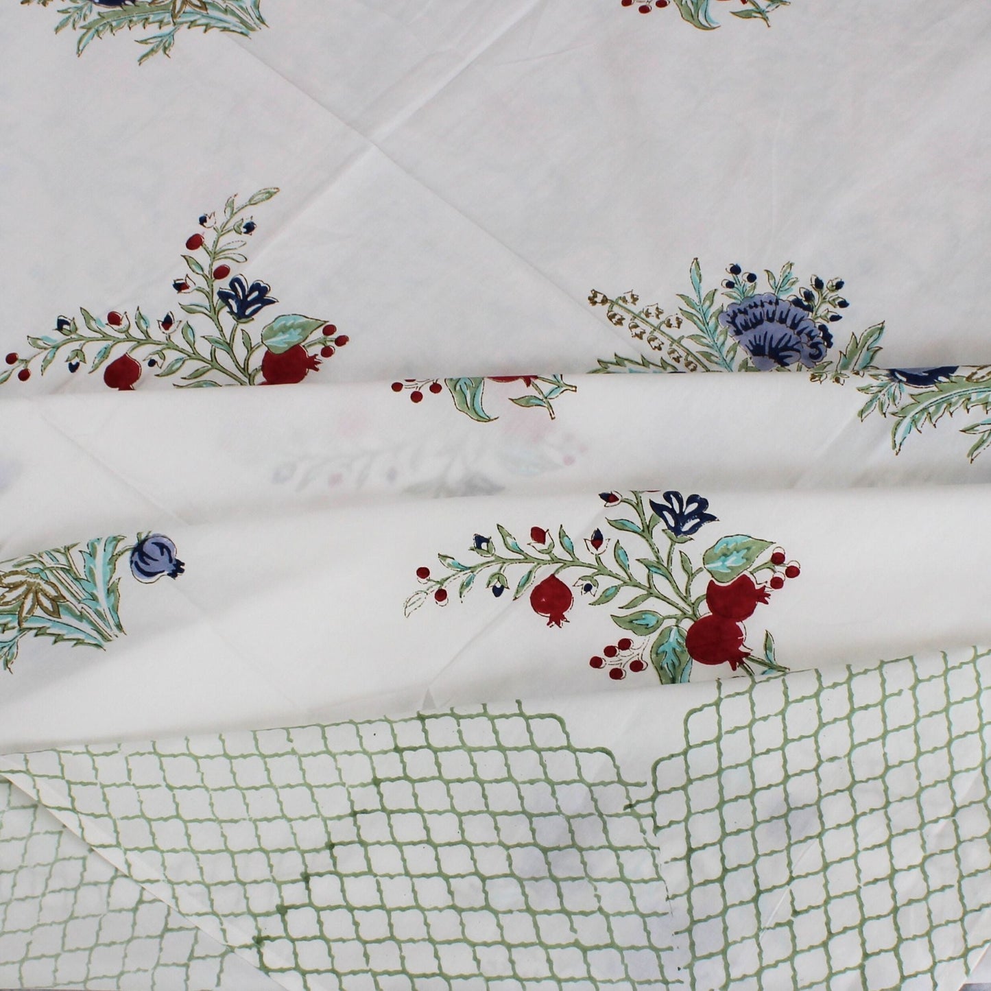Bedsheet | Handblock-printed Cotton Garden Print | 3 Piece Set