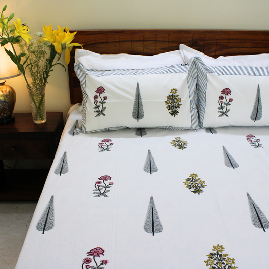 Bedsheet | Cotton Handblock Soft Breathable | Set Of 3