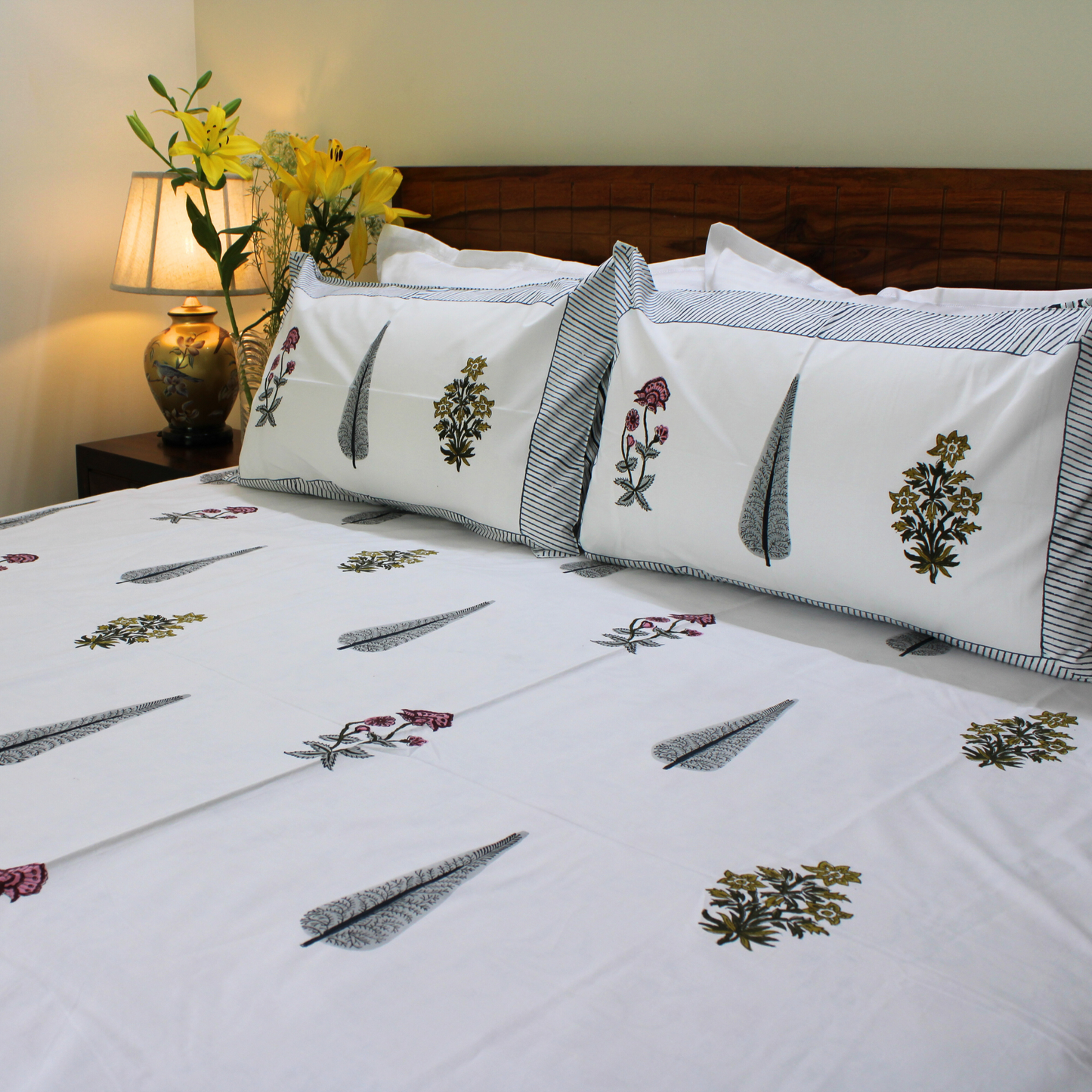 Bedsheet | Cotton Handblock Soft Breathable | Set Of 3
