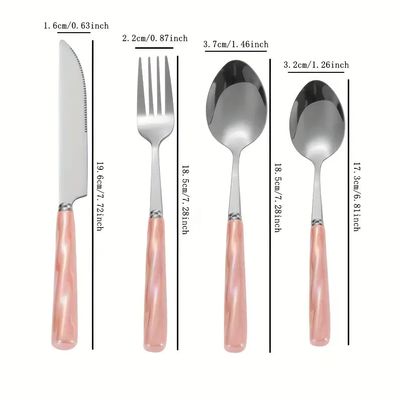 Colorful Ceramic Handle Cutlery Set - Stainless Steel Knife Fork Spoon
