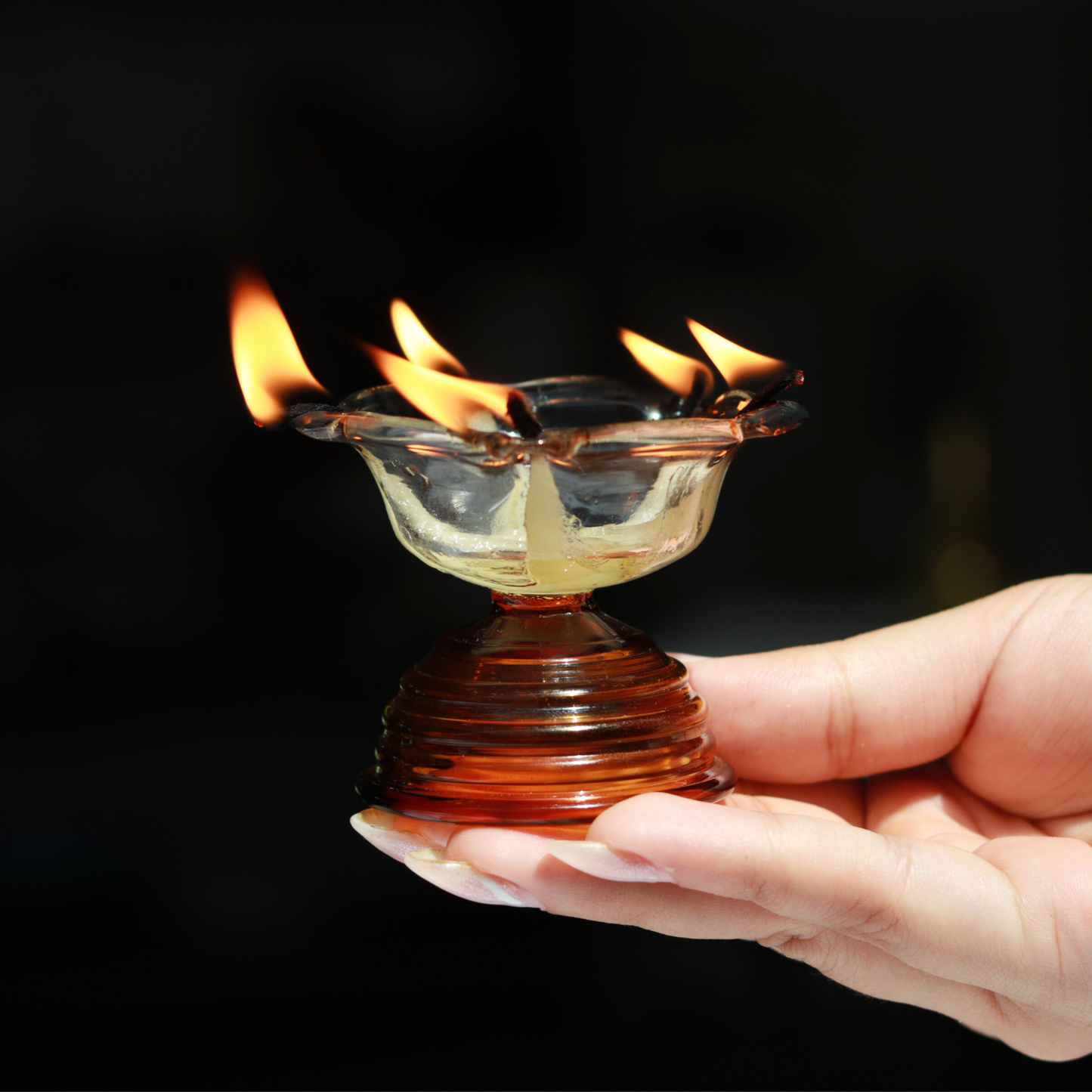 Glass Tea Light Candle Holder - Modern Diya Design