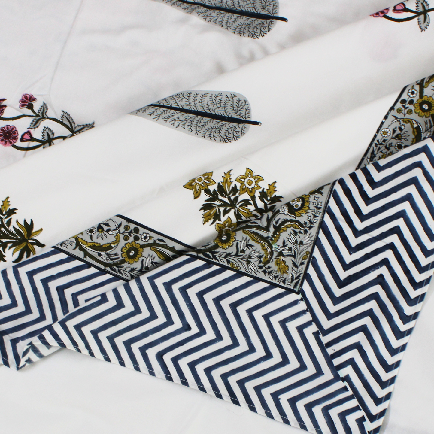 Bedsheet | Cotton Handblock Soft Breathable | Set Of 3