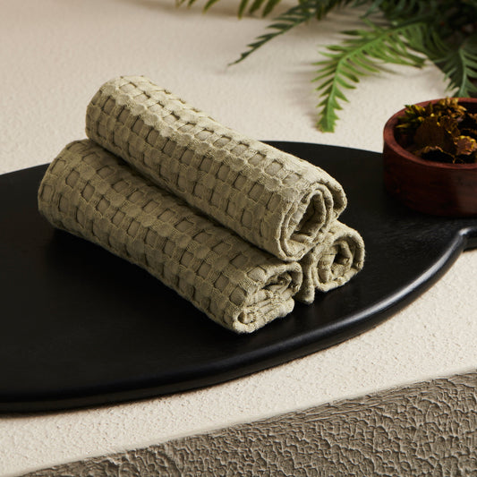 Moss | Cotton Bamboo | Waffle | Face Towel