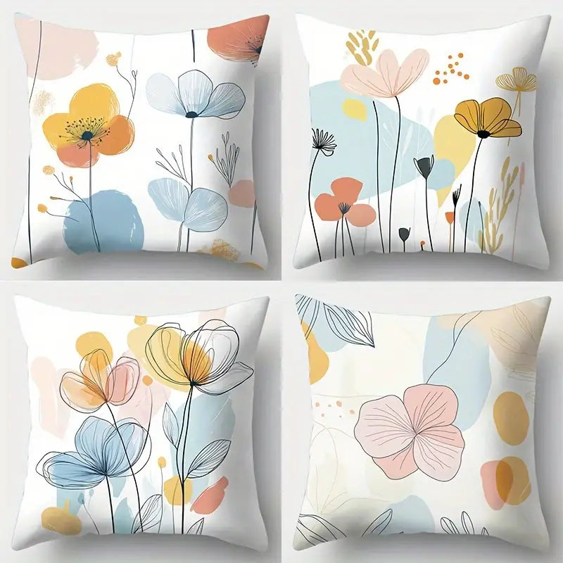 Printed Pillow Covers 4-Pack - Soft Decorative Throw Pillowcases