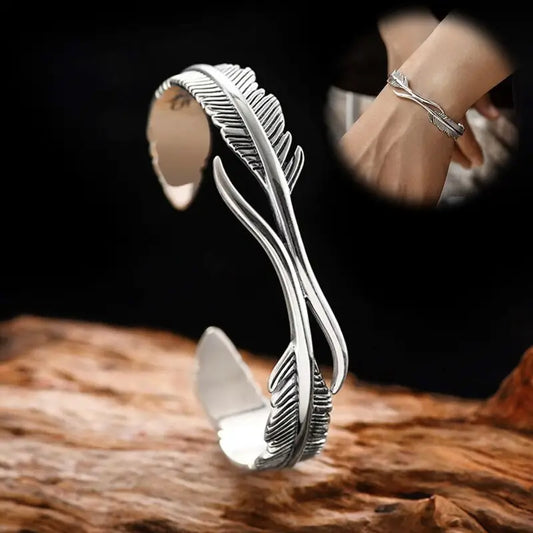 Adjustable Feather Cuff Bracelet - Bangle Jewelry