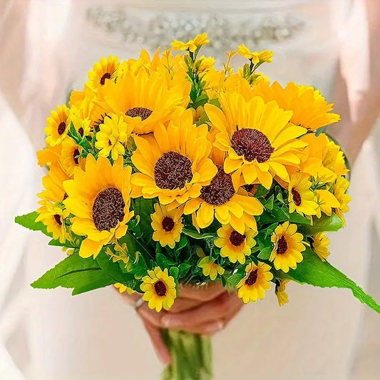 Lifelike Sunflower Silk Flower Arrangement - 13 Heads Home Decor