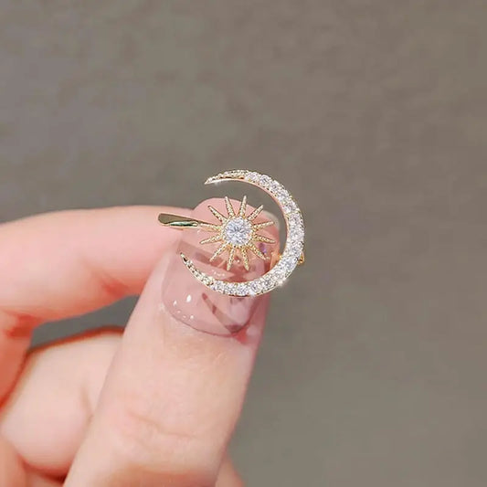 Adjustable Zircon Moon Sun Ring - Luxury Gift Jewelry