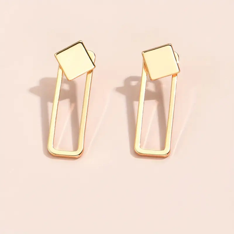 Copper Stud Earrings - Square Geometric Jewelry Women