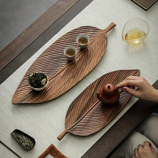 Leaf Shaped Wood Serving Tray - Breakfast, Dessert, Sushi Plate