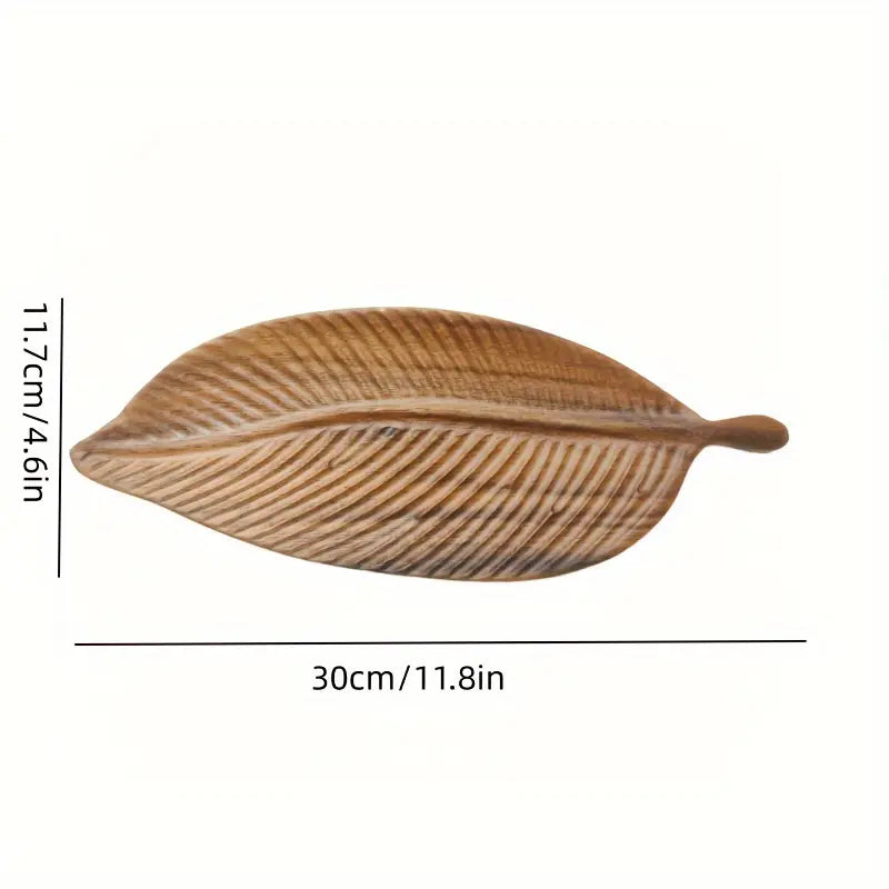 Leaf Shaped Wood Serving Tray - Breakfast, Dessert, Sushi Plate
