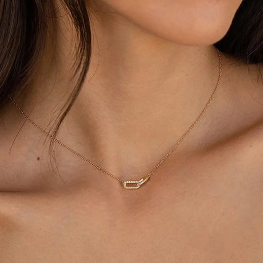 14k Gold Zirconia Brooch Pendant Necklace - Women's Jewelry