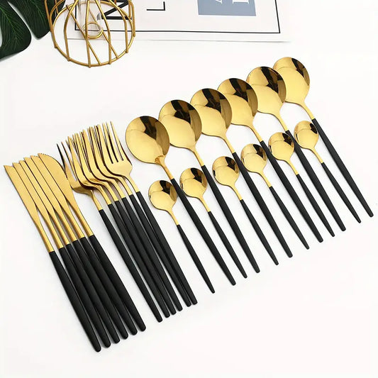 24PC Western Cutlery Set – Polished Stainless Steel Flatware for Events