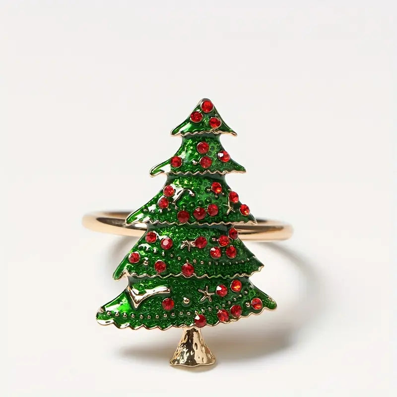 Christmas Festive Napkin Rings 6-Piece Set - Elegant Table Decor
