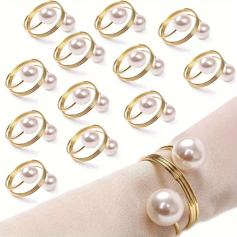 Pearl Napkin Rings - Elegant Serviette Holders for Weddings and Parties