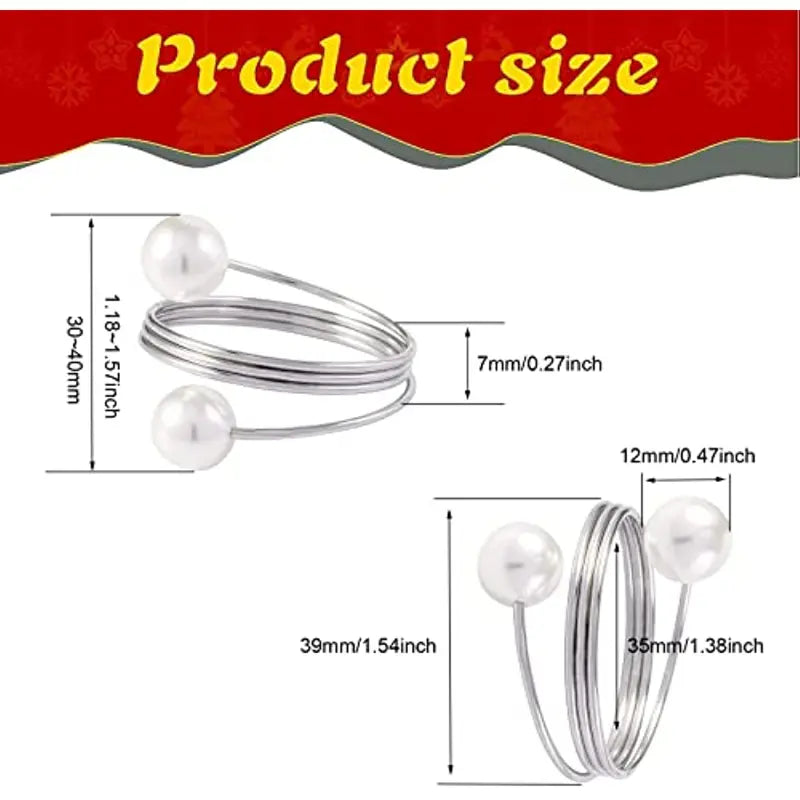 Pearl Napkin Rings - Elegant Serviette Holders for Weddings and Parties