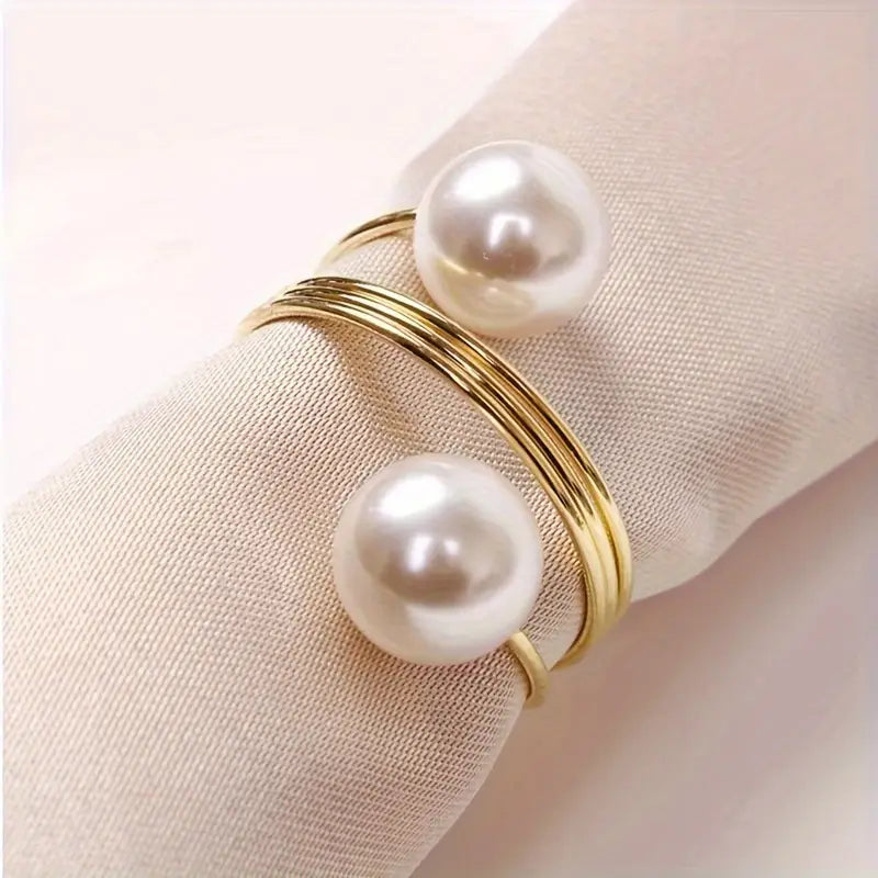 Pearl Napkin Rings - Elegant Serviette Holders for Weddings and Parties