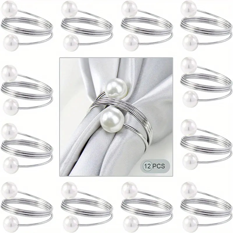 Pearl Napkin Rings - Elegant Serviette Holders for Weddings and Parties