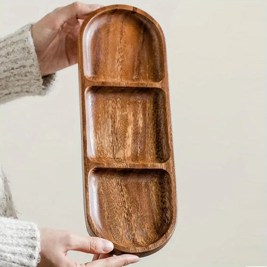 Plateau de service ovale élégant en bois, 1 pièce - Plateau à collations, à gâteaux et à pain