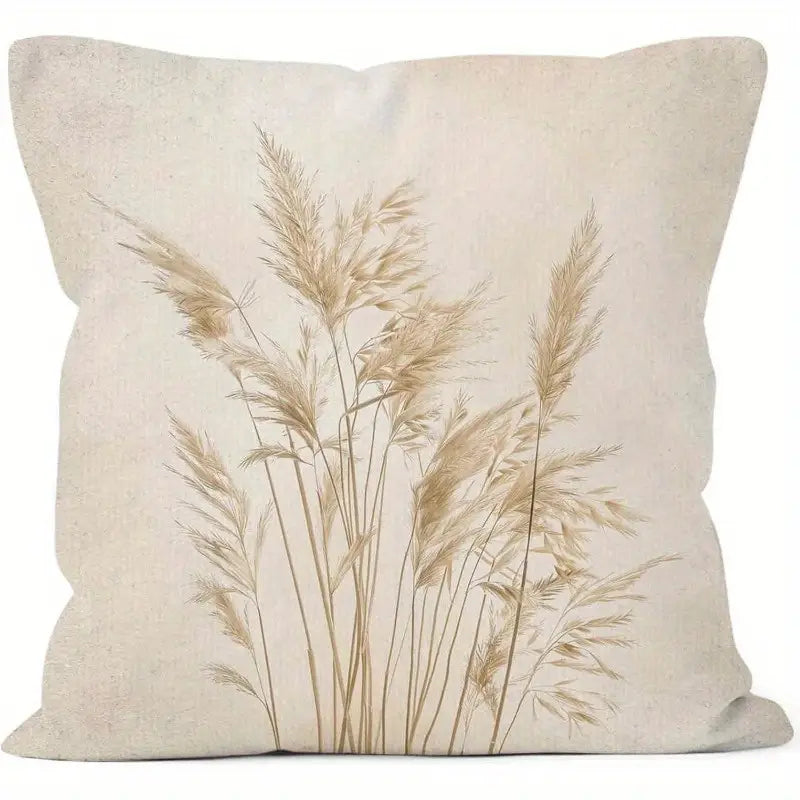 Beige Floral Throw Pillow Cover - 45cm Square - Woven Polyester