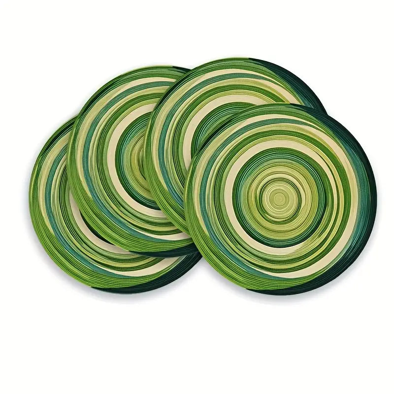 Round Placemats Set of 4 - Modern Spiral Design, Easy Clean