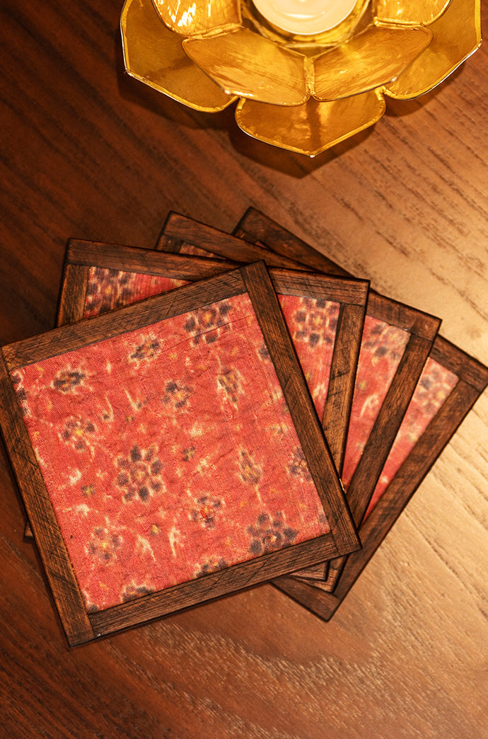 Gauhar Handwoven Coasters Set of 2 pcs with Coaster Holder
